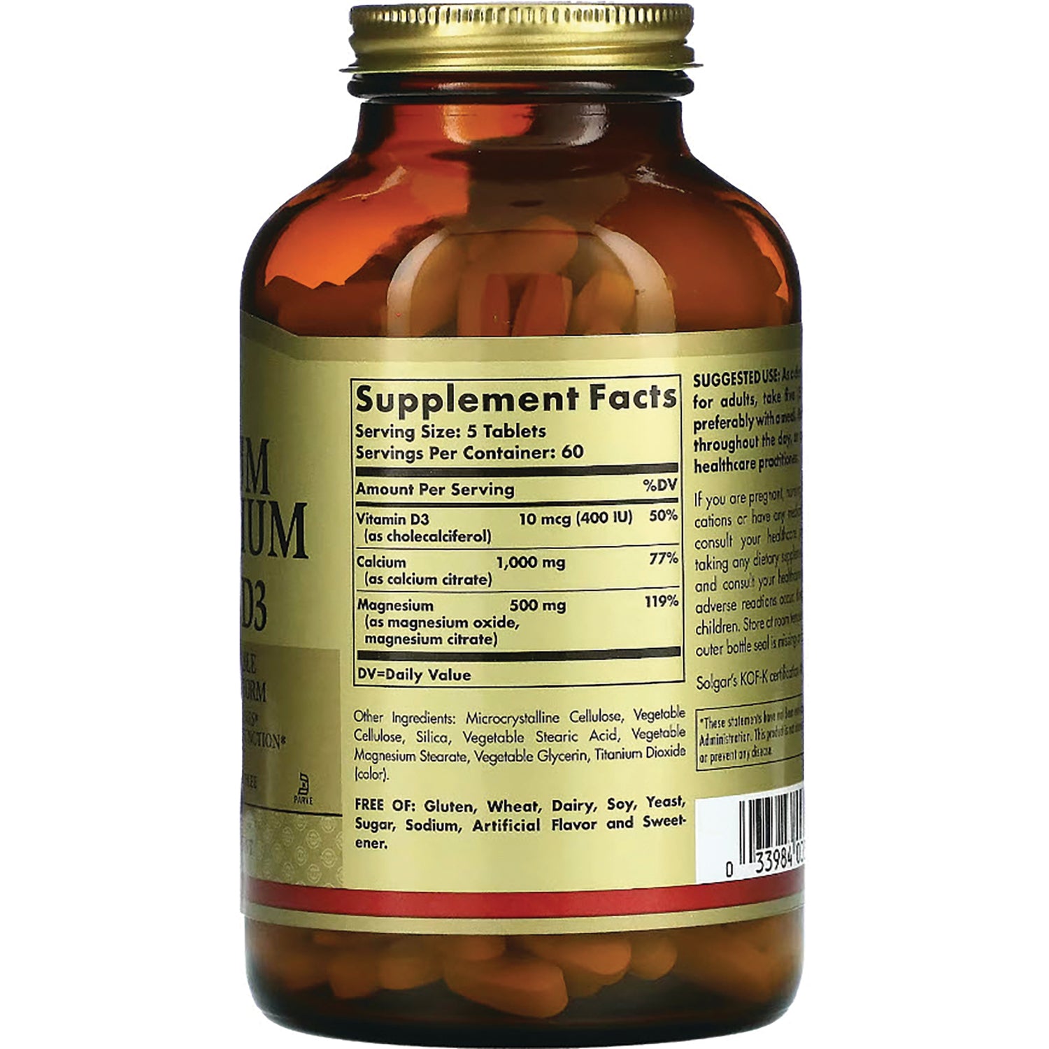 SLG267 | amber supplement bottle back label showing Supplement Facts panel and ingredients list