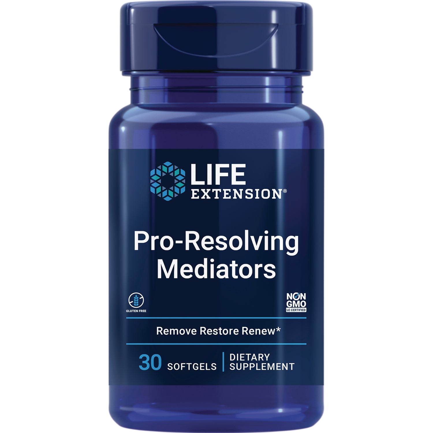 LE483 | Blue Life Extension bottle labeled Pro-Resolving Mediators 30 softgels dietary supplement