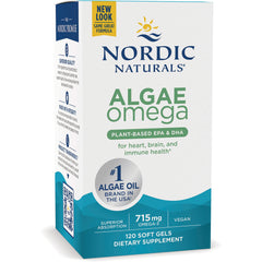 NRN133 | Nordic Naturals Algae Omega plant-based EPA & DHA box, 120 soft gels, 715 mg omega-3, vegan