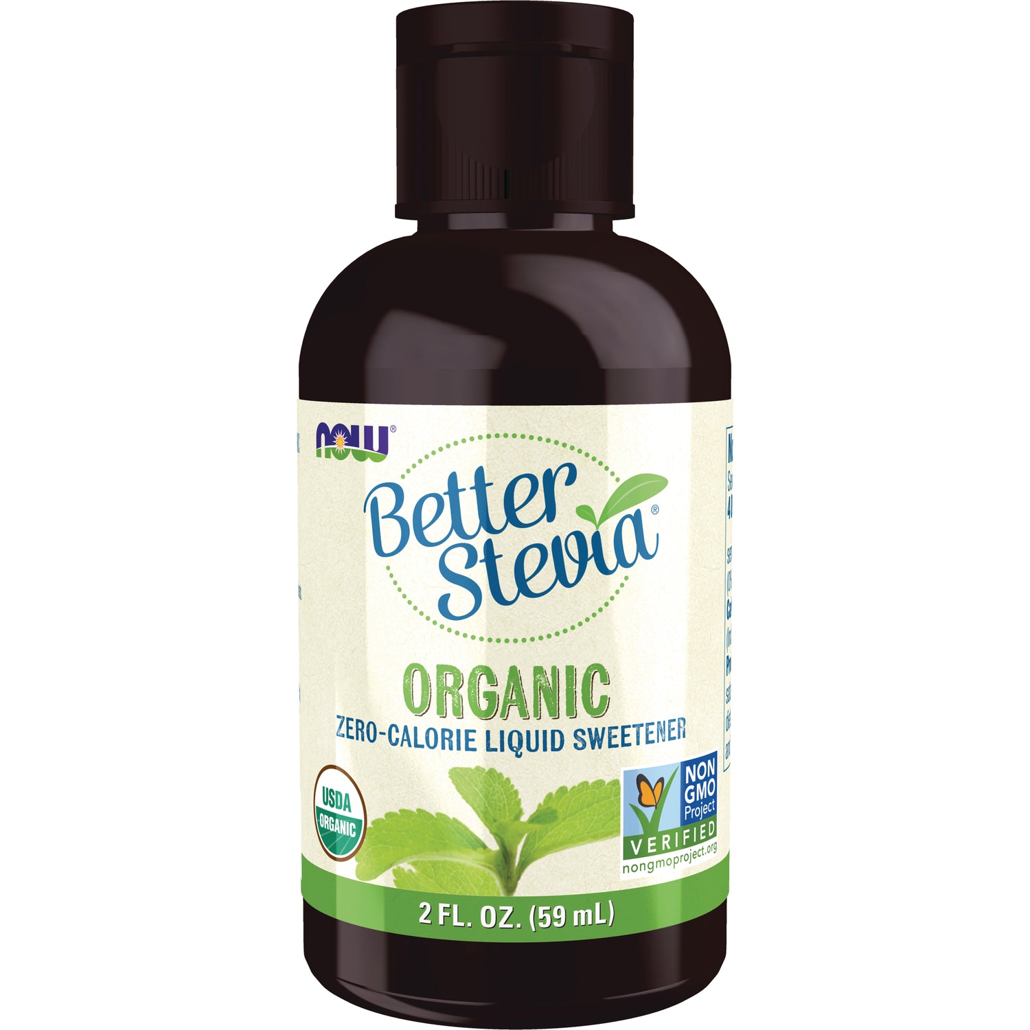 NWF116 | Better Stevia organic zero-calorie liquid sweetener bottle, 2 fl oz, label shows USDA Organic and Non-GMO Verified