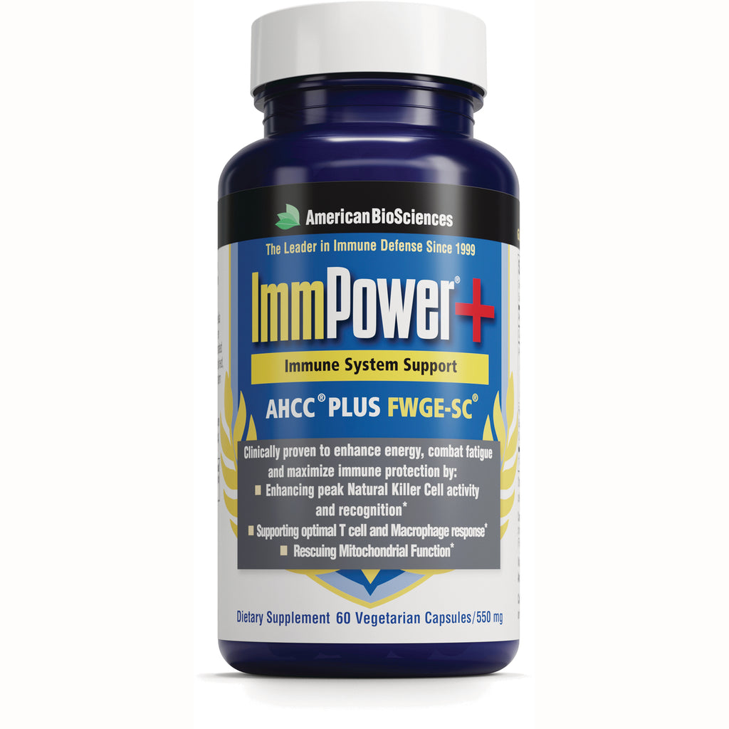 AMB017 | AmericanBioSciences ImmPower+ immune system support, AHCC Plus FWGE-SC, 60 vegetarian capsules 550 mg - Thumbnail