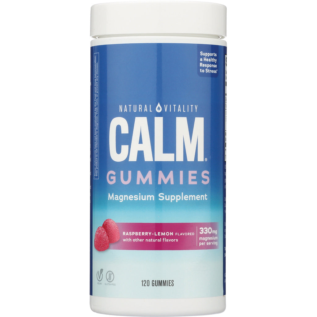 NVT041 | CALM Gummies magnesium supplement, raspberry-lemon flavored bottle with 120 gummies - Thumbnail