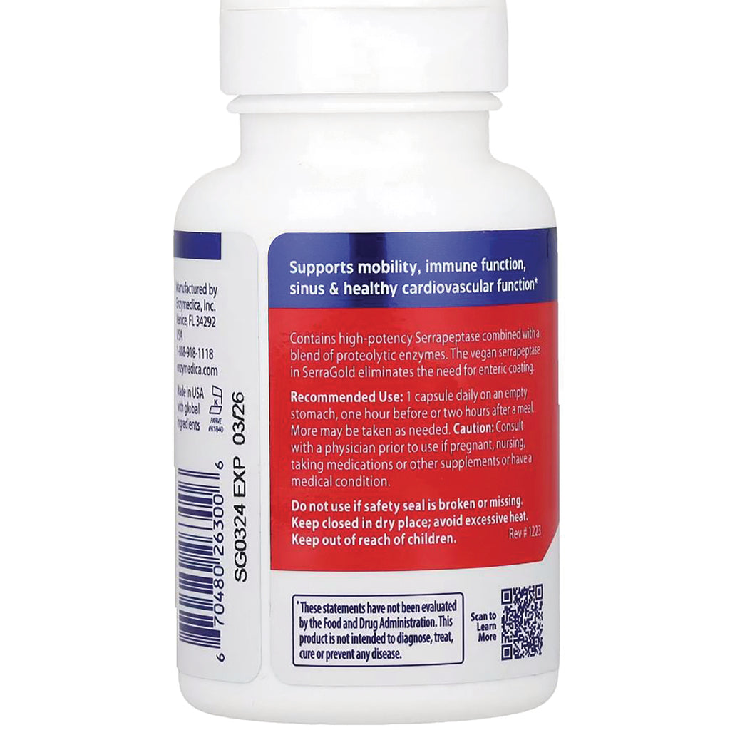 EMD024 | Back label of white supplement bottle showing recommended use, warnings, barcode and QR code - Thumbnail