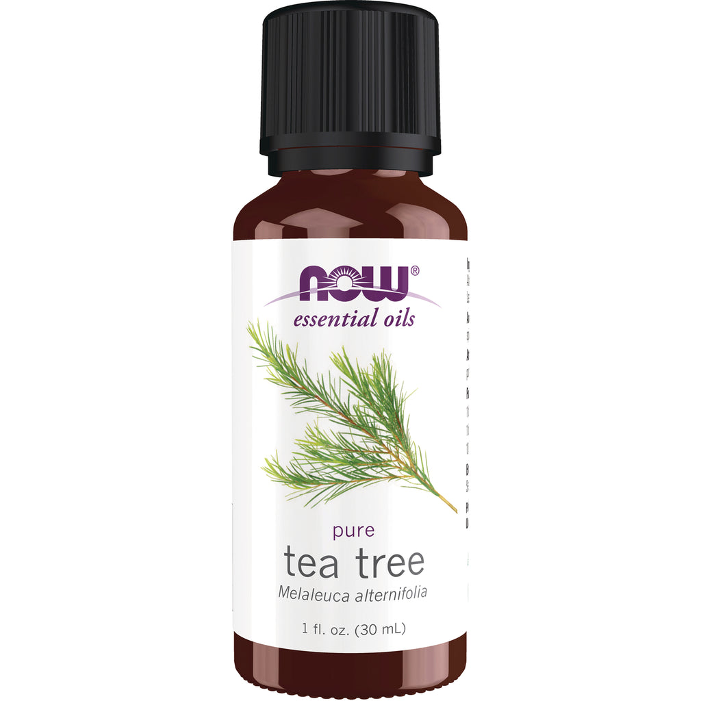 NWF103 | NOW essential oils pure tea tree 1 fl oz bottle with tea tree branch illustration - Thumbnail