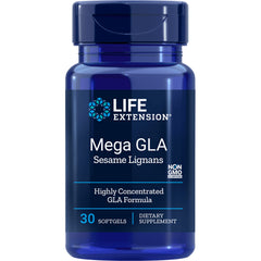 LE556 | Life Extension Mega GLA Sesame Lignans bottle, 30 softgels, blue label