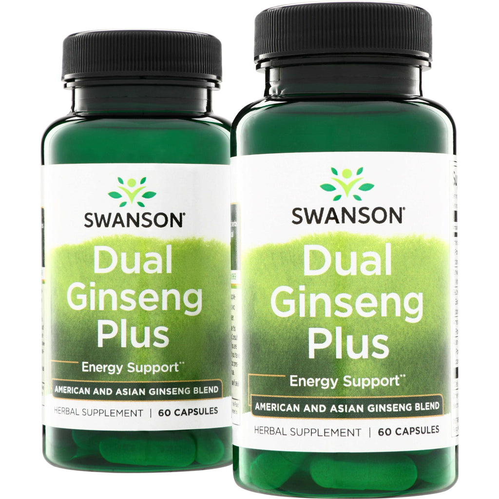 SWH243 | Swanson Dual Ginseng Plus 60 capsules, Energy Support, American and Asian Ginseng Blend - Thumbnail