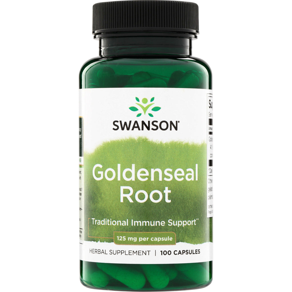 SW1662 | Swanson Goldenseal Root supplement, Traditional Immune Support, 125 mg per capsule, 100 capsules - Thumbnail