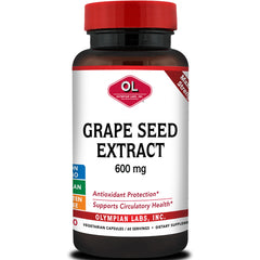 OL119 | Grape Seed Extract 600 mg bottle by Olympian Labs with red cap and white label