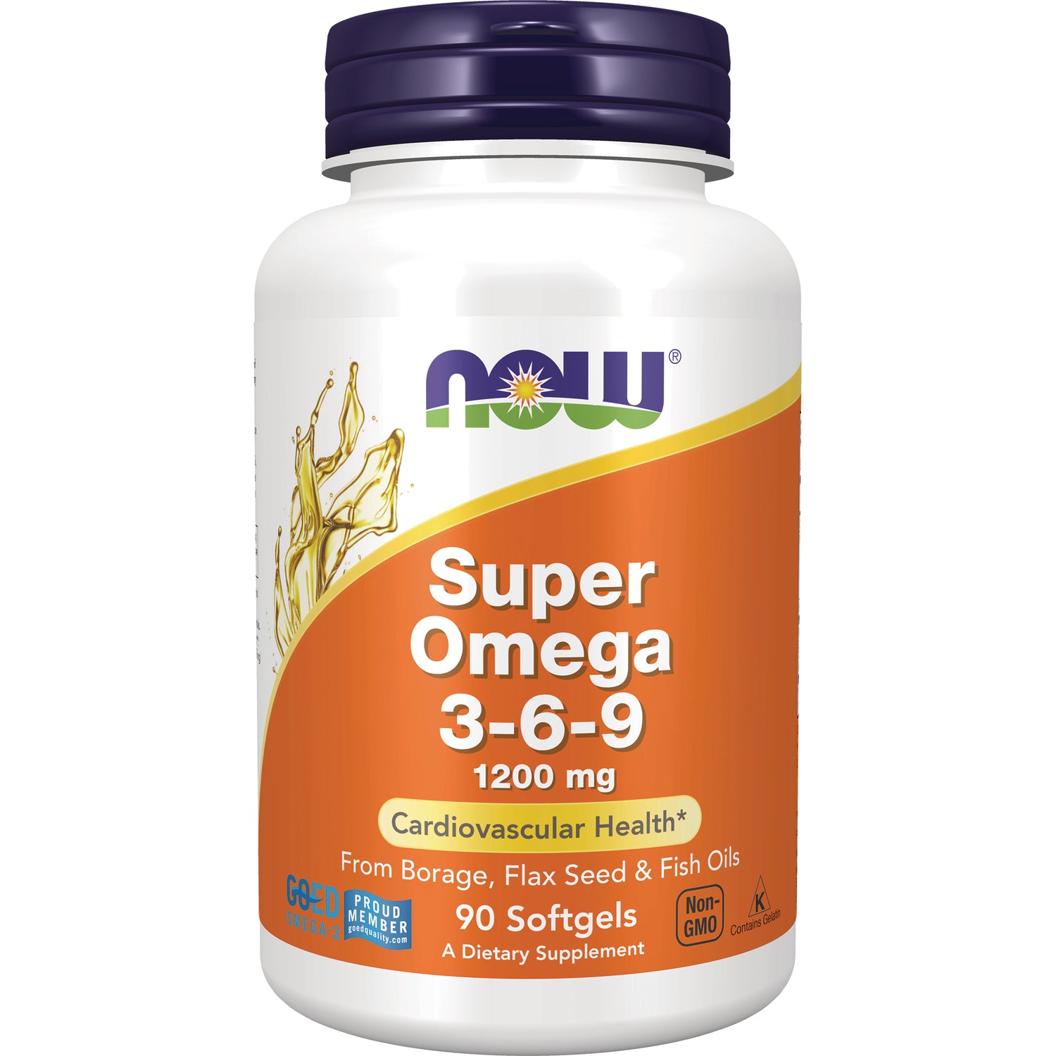 NWF101 | NOW Super Omega 3-6-9 1200 mg bottle, 90 softgels front label