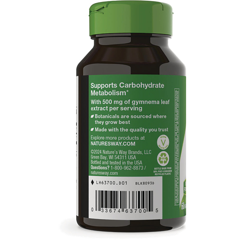 NW525 | Back label of brown supplement bottle reading Supports Carbohydrate Metabolism with barcode and ingredient text - Thumbnail