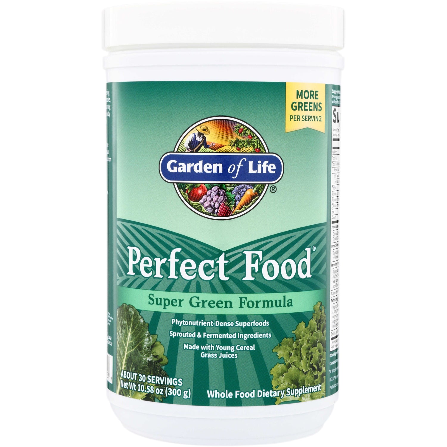 GLF002 | Garden of Life Perfect Food Super Green Formula powder canister front