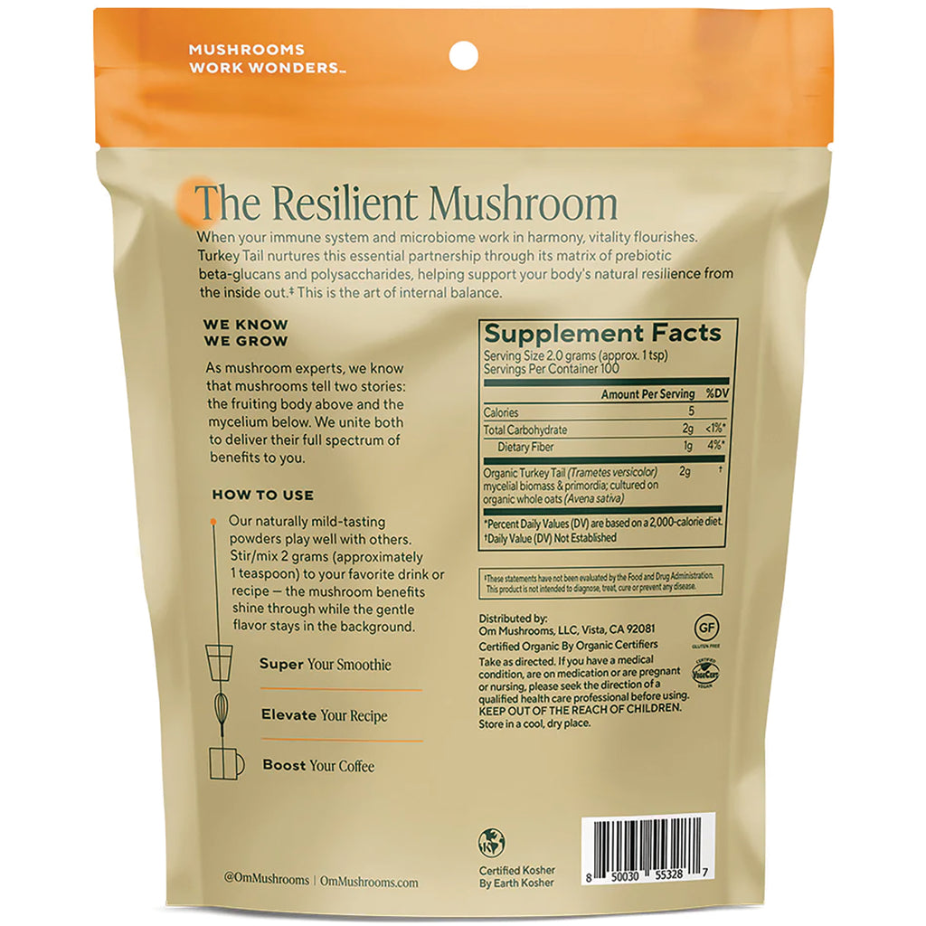 MMX045 | Back of resealable white pouch showing Supplement Facts panel, usage instructions, certifications, and barcode - Thumbnail