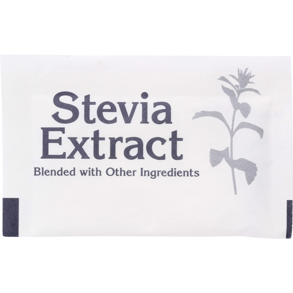 SW916 | White stevia extract sachet labeled Stevia Extract and Blended with Other Ingredients, gray plant illustration - Thumbnail