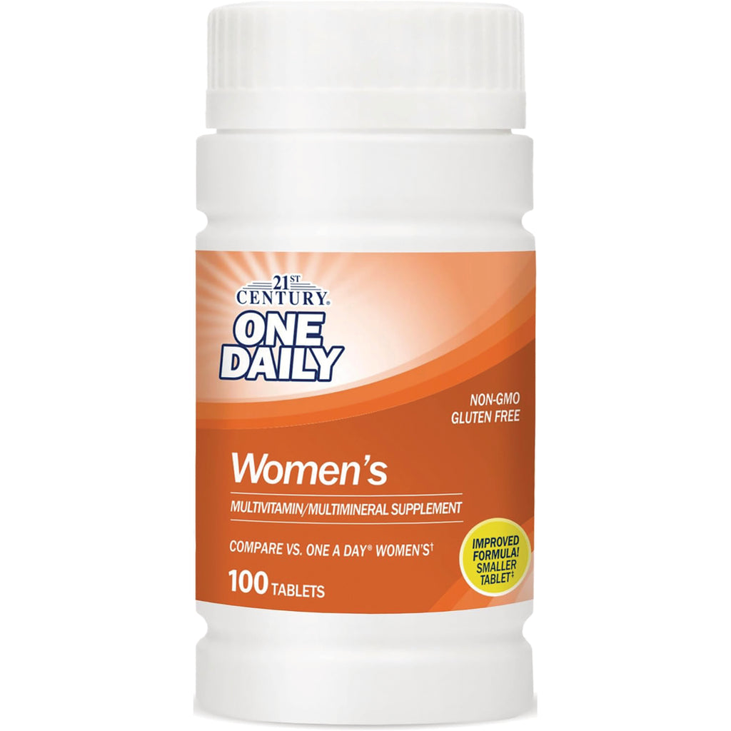 CNT219 | White bottle with orange label reading ONE DAILY Women's multivitamin, 100 tablets - Thumbnail