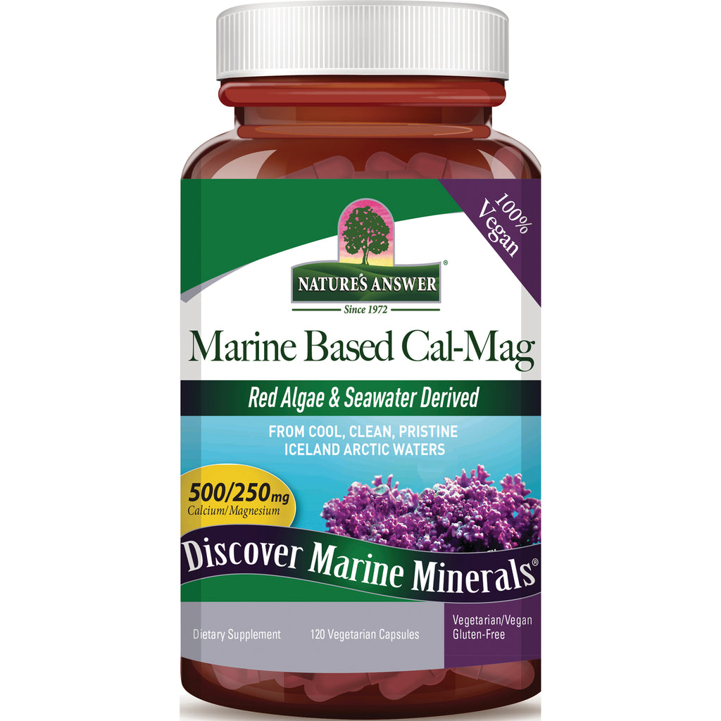 NAT399 | Nature's Answer Marine Based Cal-Mag bottle front label showing 500/250 mg and 120 vegetarian capsules - Thumbnail