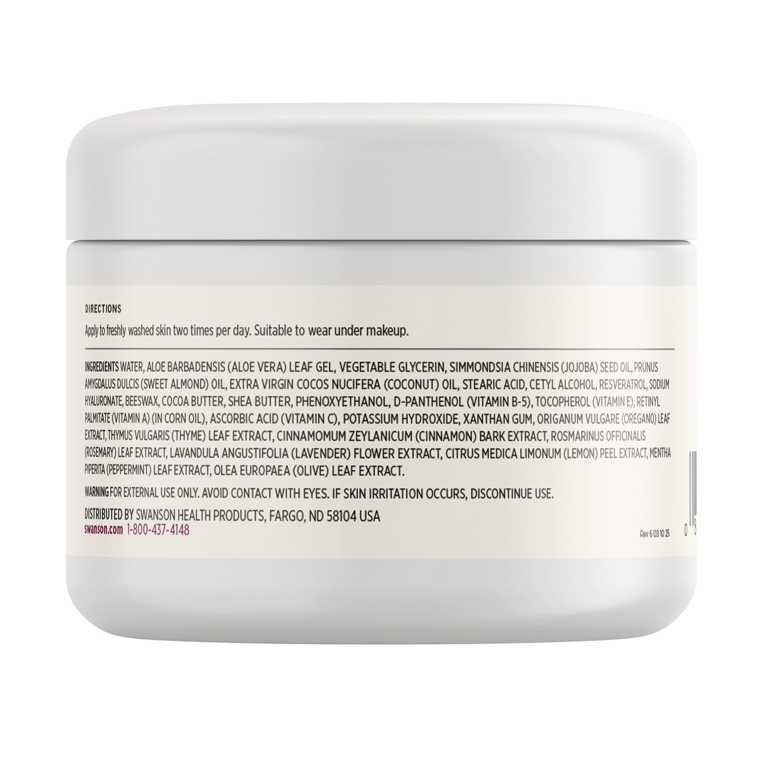 SW1453 | Ingredients, directions, and warning label with full ingredient list and usage instructions