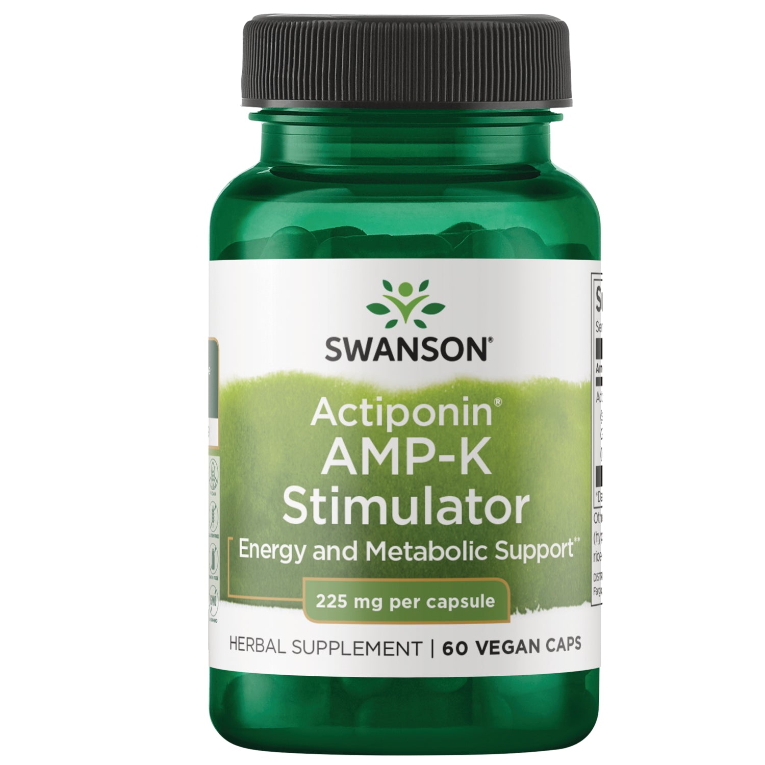 SWU1109 | Swanson Actiponin AMP-K Stimulator, Energy and Metabolic Support, 225 mg per capsule, 60 vegan caps bottle