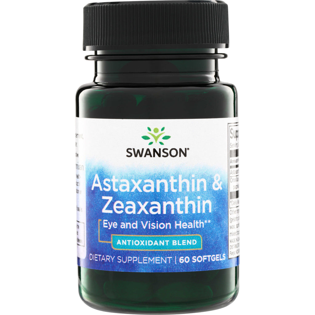 SWU925 | Swanson Astaxanthin & Zeaxanthin supplement bottle, Antioxidant Blend, Eye and Vision Health, 60 softgels - Thumbnail