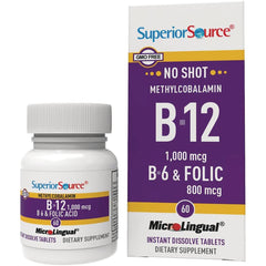SUS007 | Superior Source B-12 1,000 mcg with B-6 & Folic Acid 800 mcg, MicroLingual instant dissolve tablets