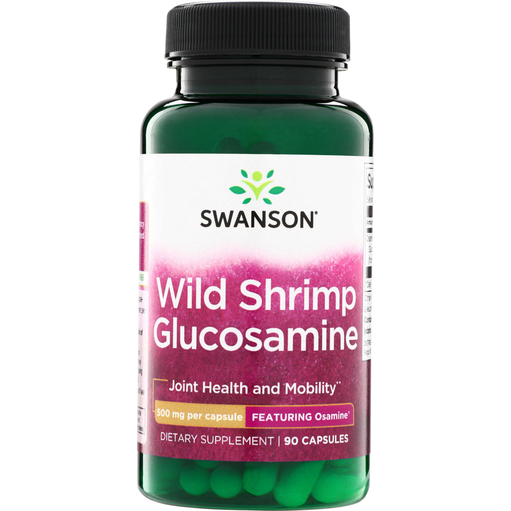 SWU828 | Swanson Wild Shrimp Glucosamine bottle, Joint Health and Mobility, 500 mg per capsule, 90 capsules - Thumbnail