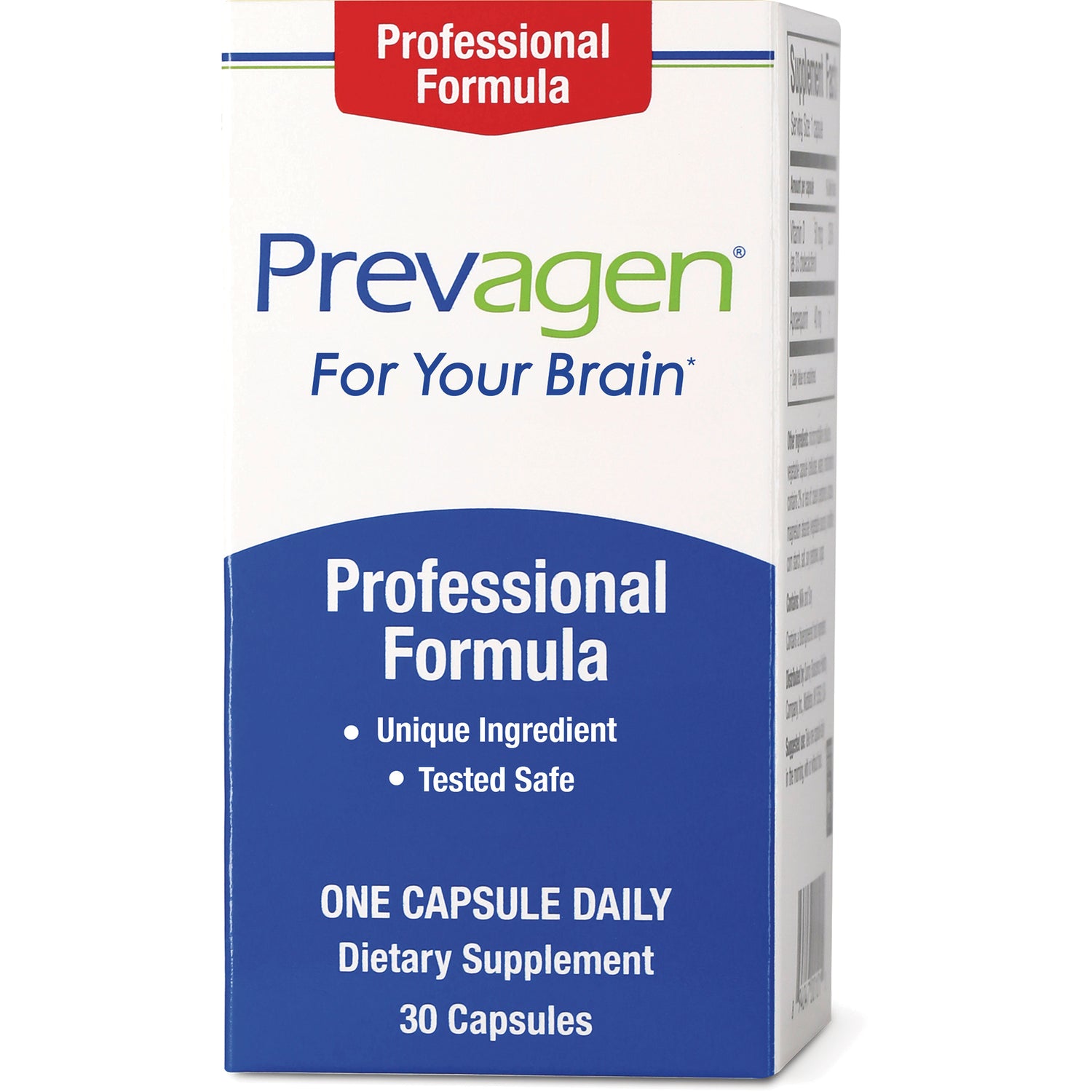 Prevagen Professional Formula box reading For Your Brain, one capsule daily, 30 capsules