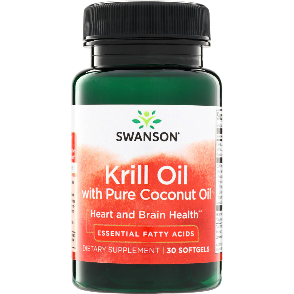 SWE089 | Swanson Krill Oil with Pure Coconut Oil, Heart and Brain Health, Essential Fatty Acids, 30 softgels - Thumbnail