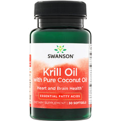 SWE089 | Swanson Krill Oil with Pure Coconut Oil, Heart and Brain Health, Essential Fatty Acids, 30 softgels