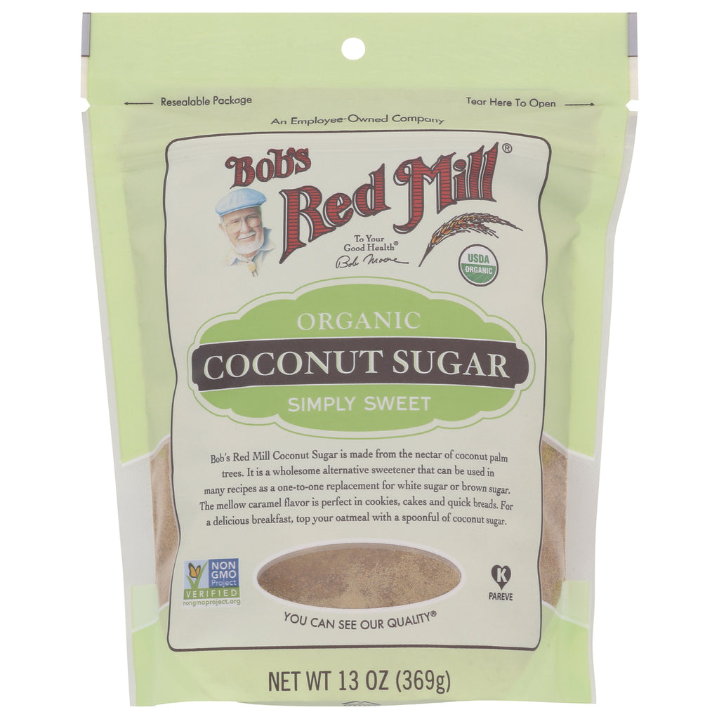 BOB280 | Bob's Red Mill organic coconut sugar pouch front packaging with product window and NET WT 13 OZ (369g) - Thumbnail
