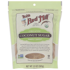 BOB280 | Bob's Red Mill organic coconut sugar pouch front packaging with product window and NET WT 13 OZ (369g)