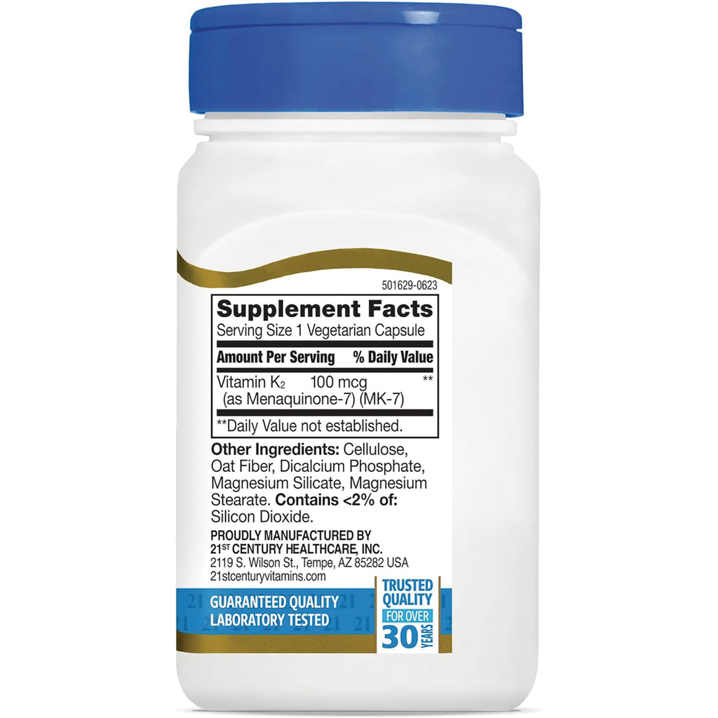 CNT276 | Back label showing Supplement Facts panel listing Vitamin K2 100 mcg and other ingredients - Thumbnail