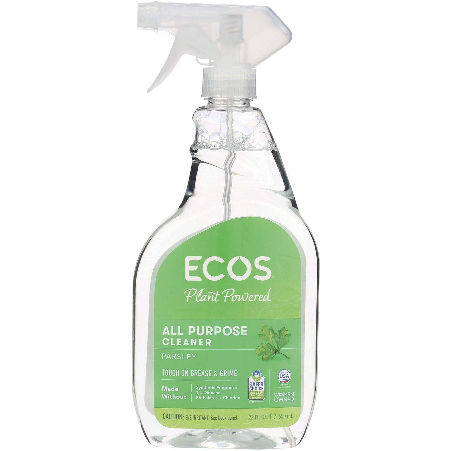 ERF005 | ECOS Plant Powered All Purpose Cleaner spray bottle, Parsley scent, front label visible