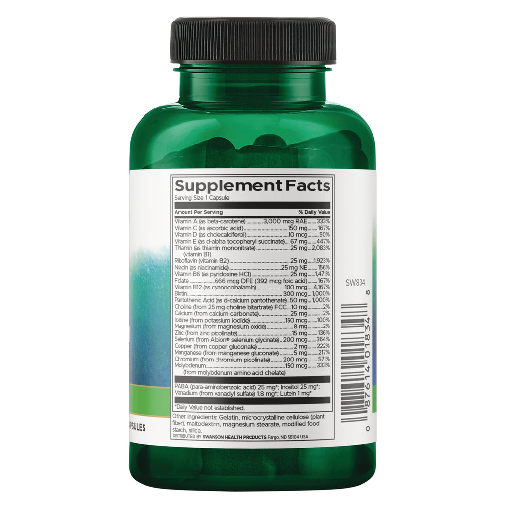 SW834 | Back label with supplement facts and serving information - Thumbnail