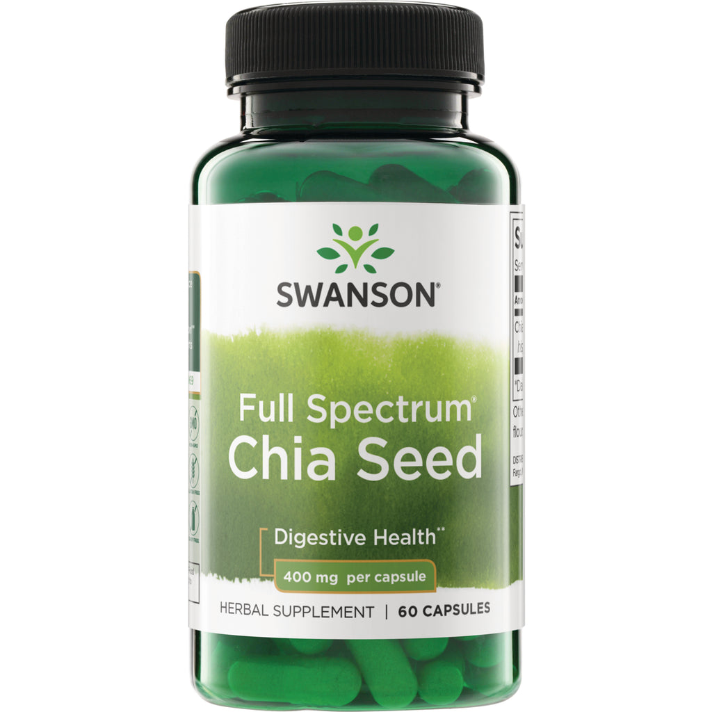 SW1165 | Swanson Full Spectrum Chia Seed supplement, source of fiber, 400 mg per capsule, 60 capsules - Thumbnail