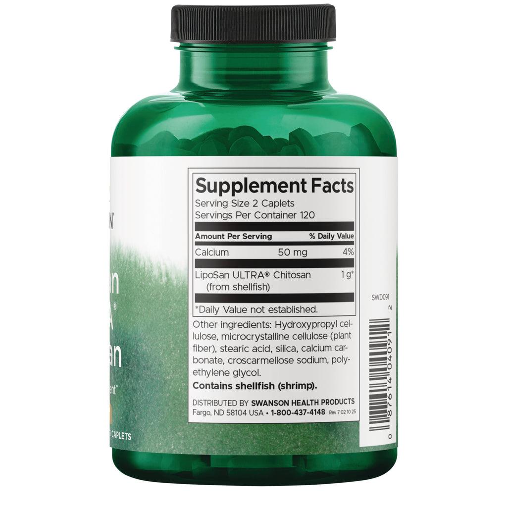 SWD091 | Supplement Facts and ingredients panel for Swanson bottle; contains shellfish (shrimp) - Thumbnail