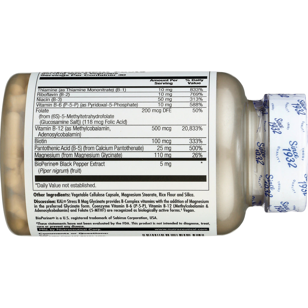 KL566 | back of supplement bottle showing Supplement Facts panel listing vitamins and amounts - Thumbnail