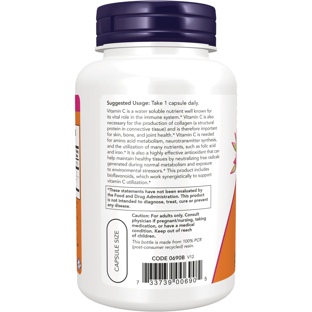 NWF029 | back of white supplement bottle showing suggested usage, caution, capsule size oval, barcode and fine print - Thumbnail