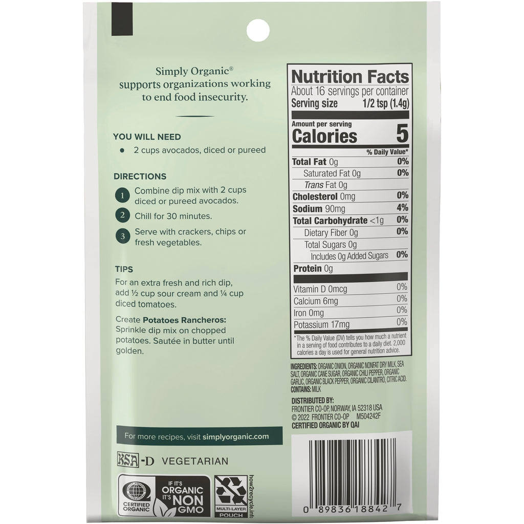 SMP001 | Back of green packet showing Nutrition Facts, ingredients, directions and barcode - Thumbnail