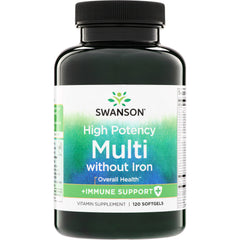 SW882 | Swanson High Potency Multi without Iron, vitamin supplement, 120 softgels, Immune Support
