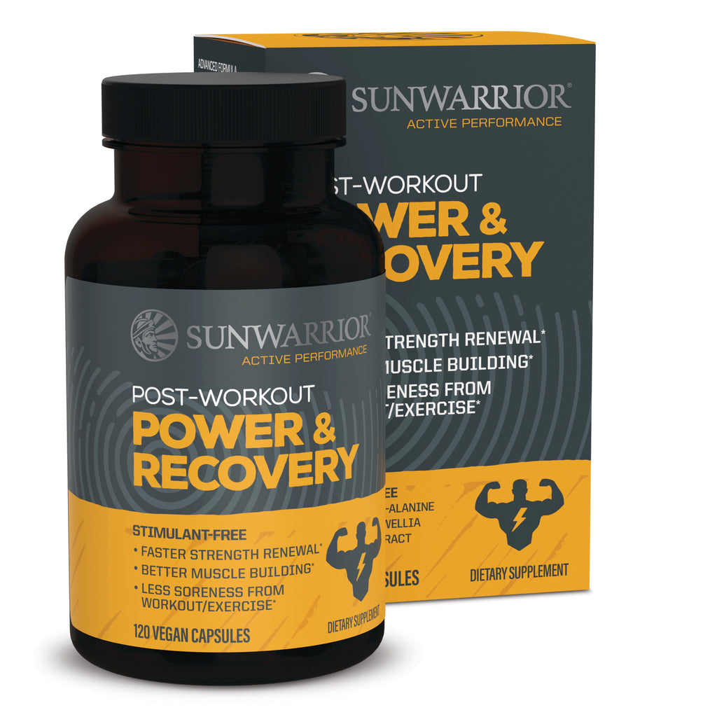 SNW053 | Sunwarrior Active Performance Post-Workout Power & Recovery, 120 vegan capsules bottle and box - Thumbnail