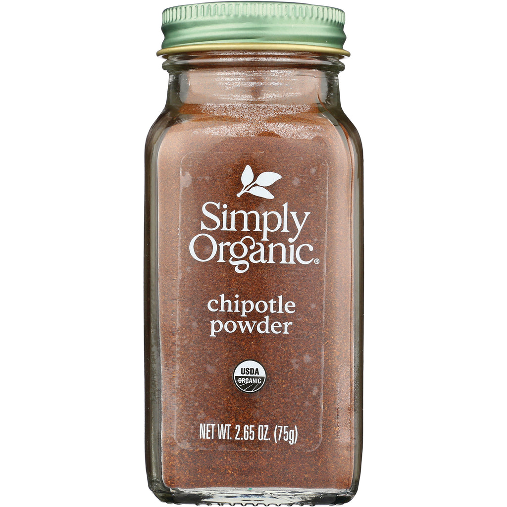 SMP058 | Simply Organic chipotle powder in glass jar with green lid, 2.65 oz - Thumbnail