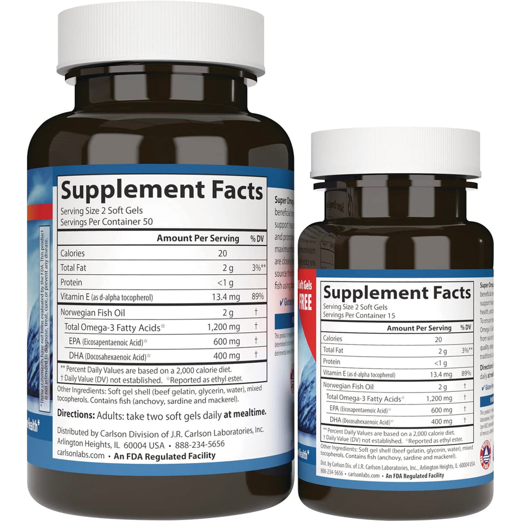 CSN012 | back labels showing Supplement Facts panels on two brown supplement bottles - Thumbnail