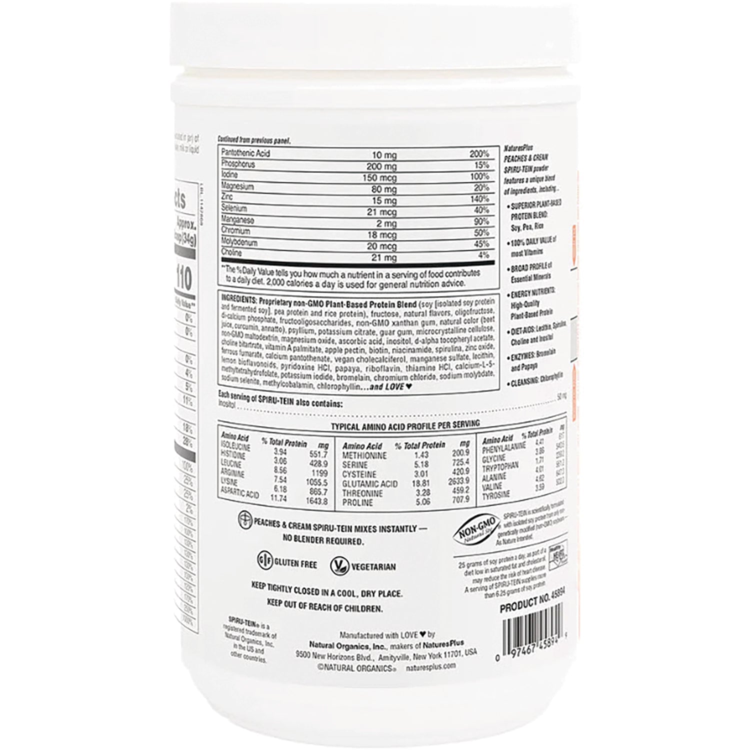NTP161 | back of white supplement container showing nutrition facts, ingredient list, and barcode