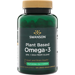 SWE104 | Swanson Plant Based Omega-3, EPA + DHA from algae, 120 liquid vegan capsules