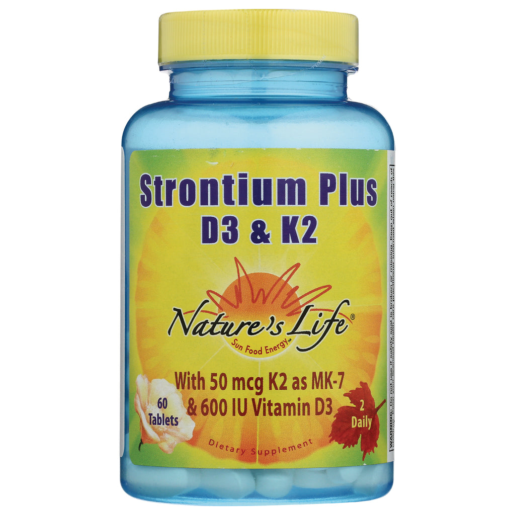 NSL032 | Nature's Life Strontium Plus D3 & K2 dietary supplement bottle, 60 tablets - Thumbnail