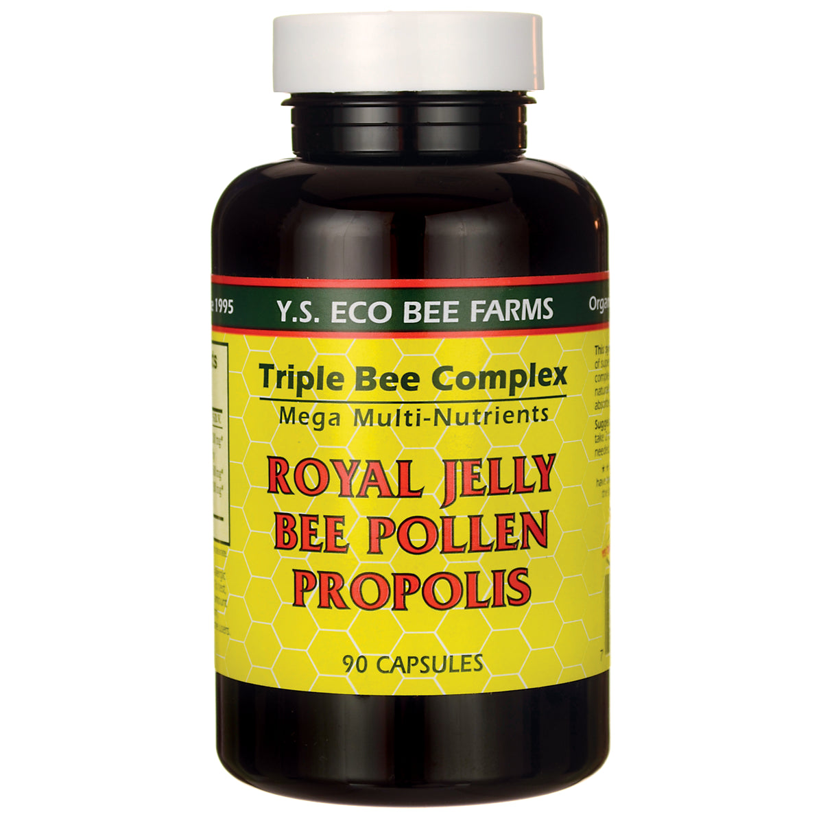 YS006 | Y.S. Eco Bee Farms Triple Bee Complex supplement, Royal Jelly Bee Pollen Propolis, 90 capsules bottle