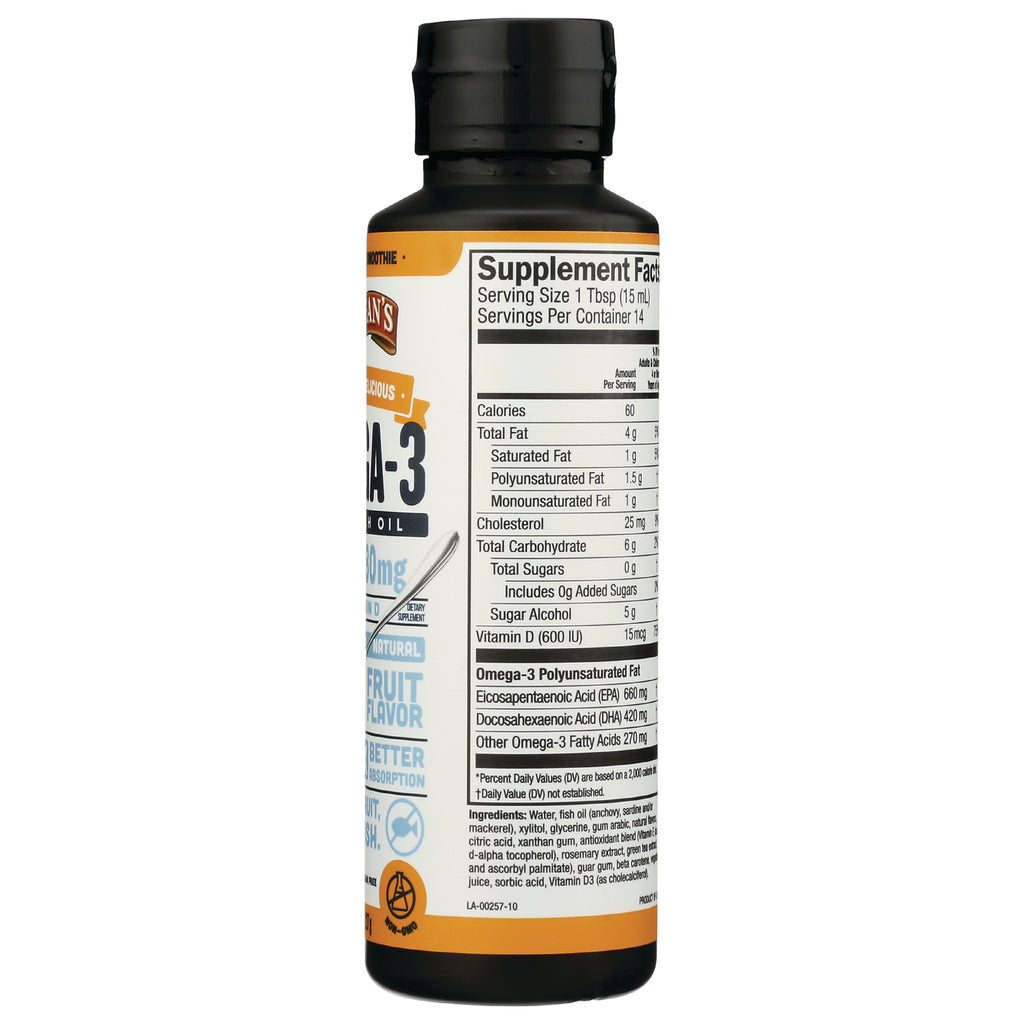 BAR046 | Back label showing Supplement Facts panel, nutrition facts and ingredients on an orange-capped supplement bottle - Thumbnail