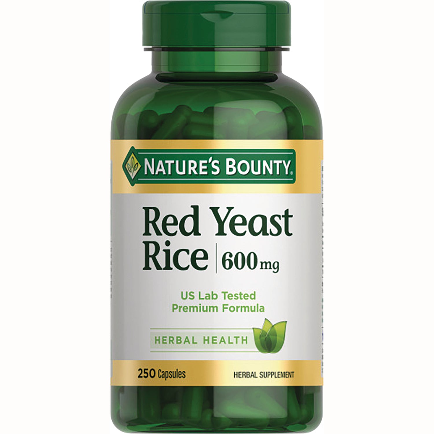 NBY094 | Nature's Bounty Red Yeast Rice 600 mg bottle front label, 250 capsules
