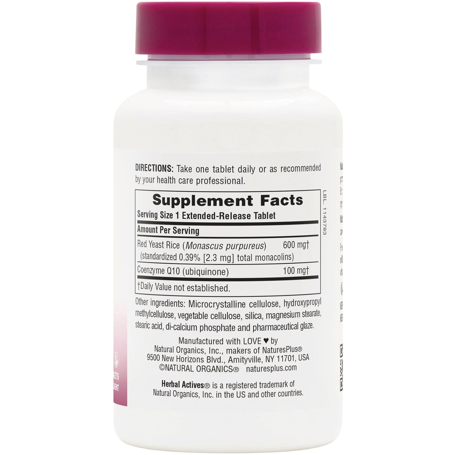 NTP310 | Back of white supplement bottle showing Supplement Facts panel, directions, and ingredients list