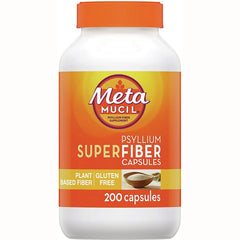 MTA009 | Meta Mucil psyllium SuperFiber capsules bottle with orange label, 200 capsules