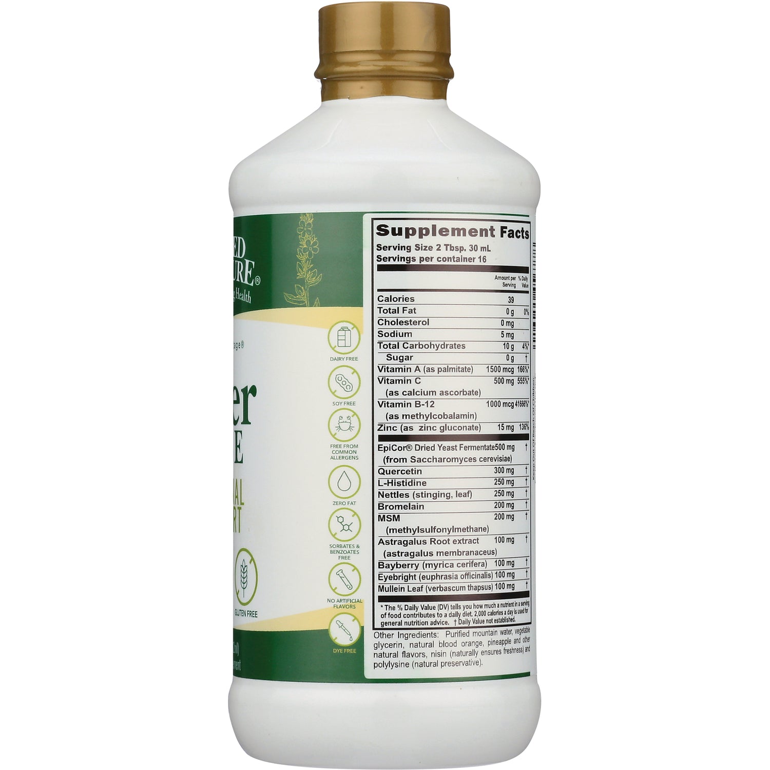 BTR013 | Back of white supplement bottle showing Supplement Facts panel and ingredient list